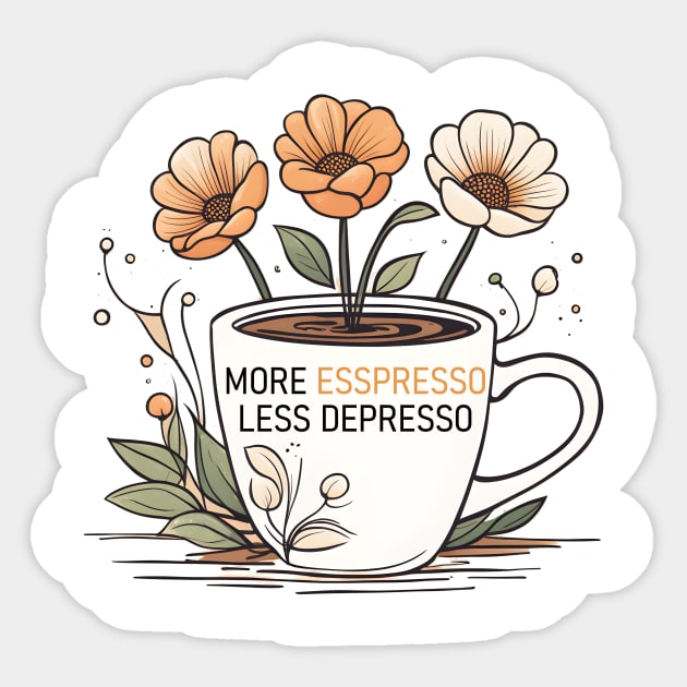 more espresso less depresso Sticker by CAFFEIN